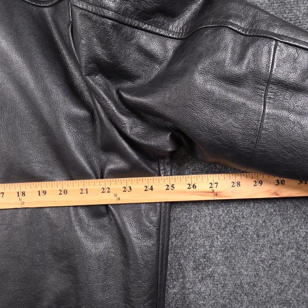 Vintage Gap Leather Harrington Bomber Jacket Mens Large Black Quilted Full Zip